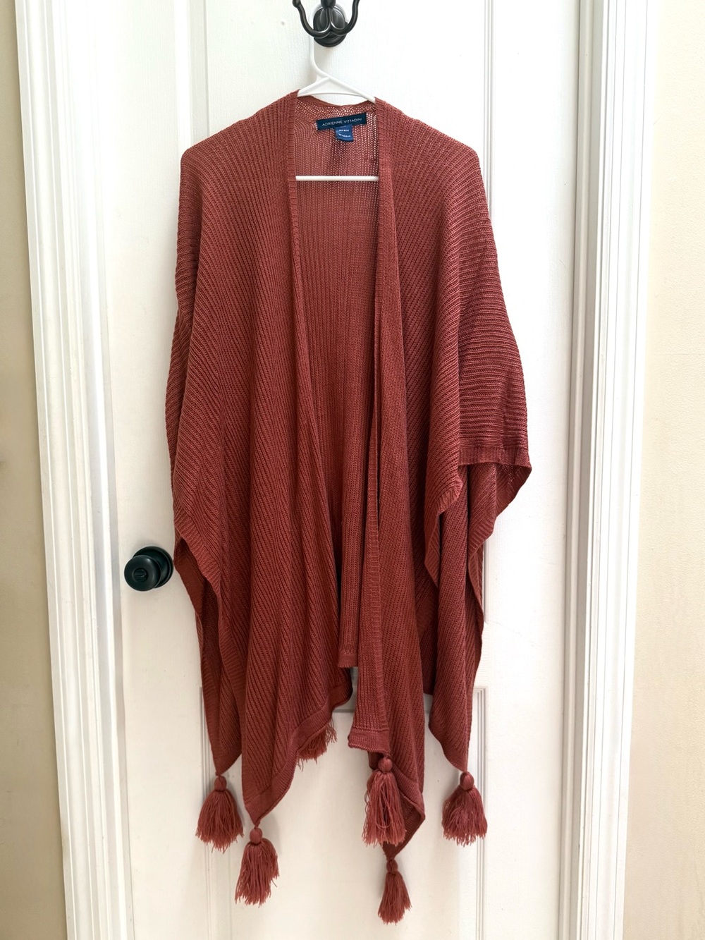 2 for $15 Adrienne Vittadini Rust Tassel Knit Open-Front Poncho